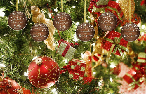 Placa Redonda De Madera De Navidad 2023 Para Decoración Con