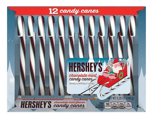 Hershey's Bastones De Caramelo,chocolate Menta,12 Unidades