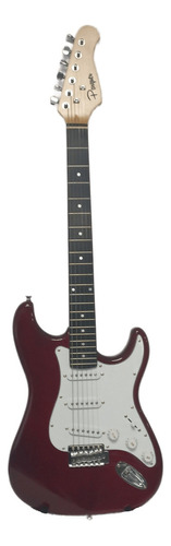 Guitarra Electrica Parquer Stratocaster Negra Con Funda Color Rojo Orientación De La Mano Diestro