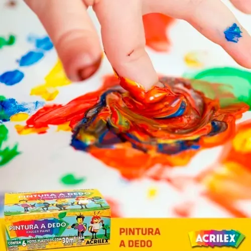 Tinta Guache Acrilex  Lister - Tinta Guache - 6 Cores - Pintura a Dedo -  30 ml - Acrilex - Acrilex