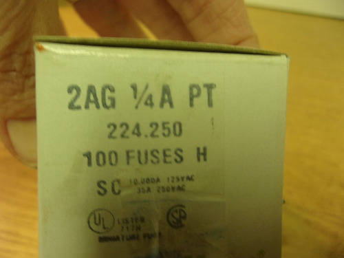 Littelfuse Fuse 2ag 1/4a Pt 224.250 Lot Of 100 Cct