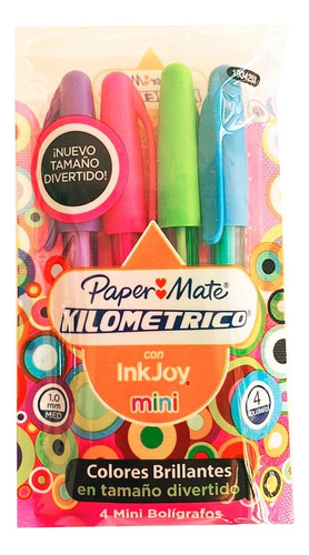 Mini Boligrafo Inkjoy X 4 Unidades Varios Colores Paper Mate Color De La Tinta Colores Surtidos Color Del Exterior Colores Surtidos