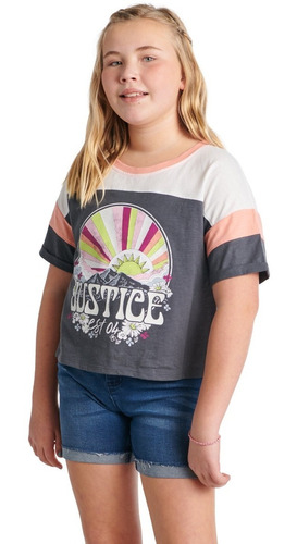 Blusa Justice Para Niñas Original Manga Corta Camiseta Top