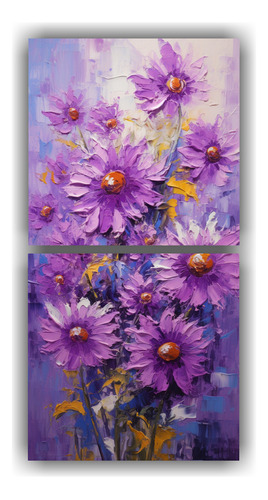 120x60cm Cuadro De Girasoles Morados Estilo 2 Bellas Artes