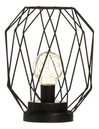 Lanterna Luminaria De Metal Decorativa Octagular Preto