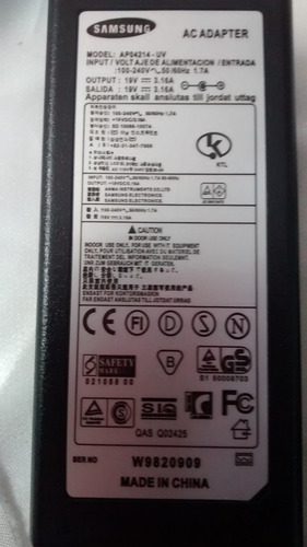 Cargador Laptop Adaptador Samsung 19v 3.16a 5.0x3.0mm Aguja