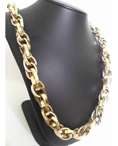 Corrente Cordão Baguete Duplo 90 Gramas 12mm Ouro 18k 750