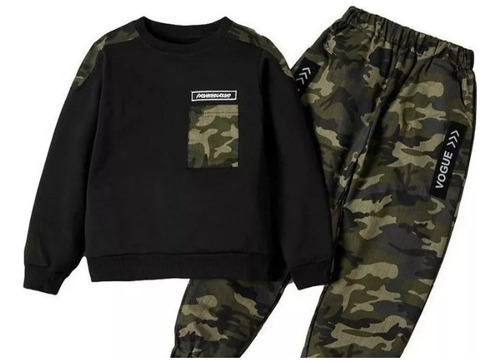 Moda Sudadera Camuflaje Niños Y Pantalones Casual