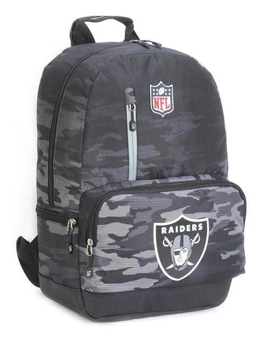 Mochila De Costas Oakland Raiders Camuflada Isibras Cor Preto