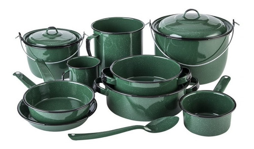 Imagen 1 de 6 de Batería De Cocina Clásica De Peltre 12 Piezas Verde Cinsa