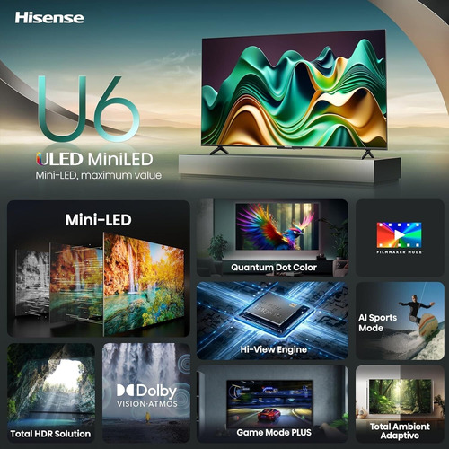Hisense 75 Class U6 Series Mini-led Uled 4k Google Tv Gga