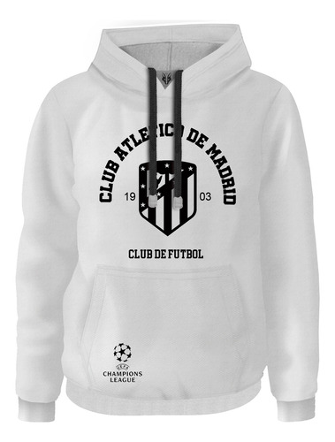 Hoodie Buzo Fan  Escudo Black Club Atlético De Madrid  Futbo