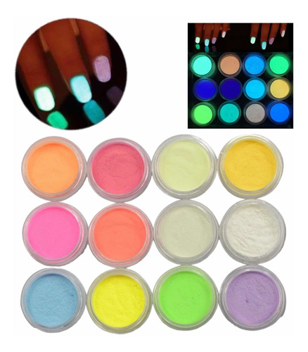 Polvo Pigmento Acrílico Para Uñas Efecto Glow Neón. Manicure