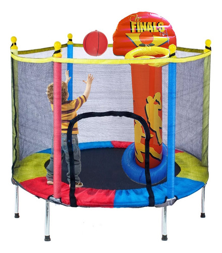 Cama Elástica 1.60m Resiste 60k C Inflable Y Pelota Lona De Salto Negro Cobertor De Resortes Multicolor