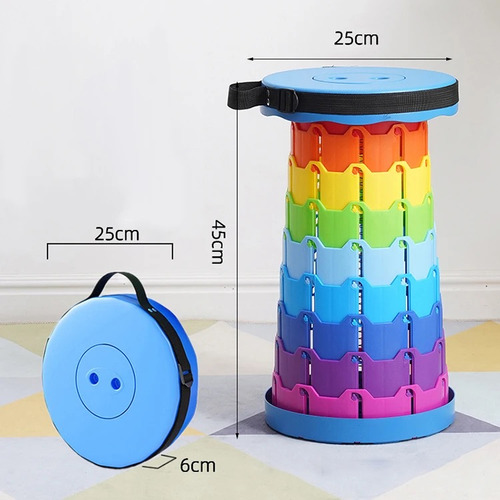 Banco Taburete Plegable Portátil Ajustable Retráctil Plastic