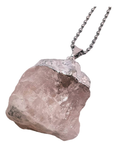 Dije Cuarzo Rosa Baño De Plata - Piedra Energética En Bruto