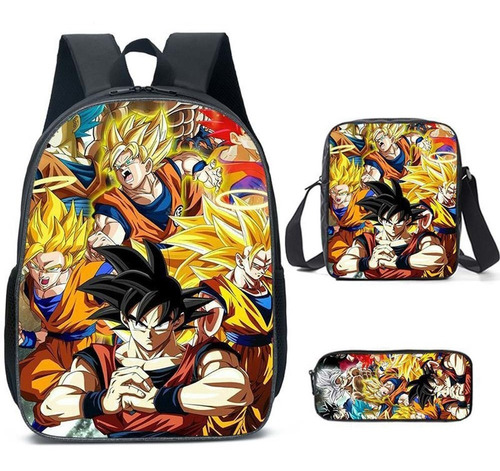 Mochila De 3 Piezas Dragon Ball Z Goku Para Niños #a