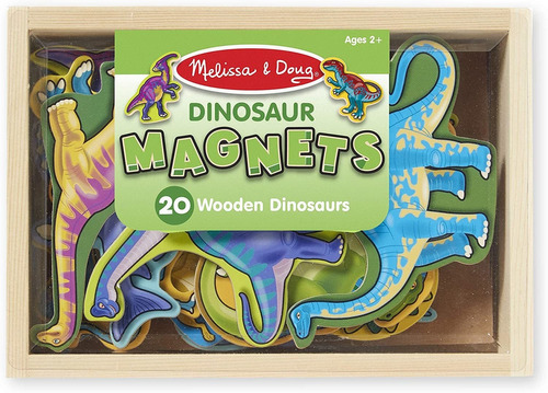  Magnetic Wooden Dinosaurs In A Wooden Storage Box  Pcs