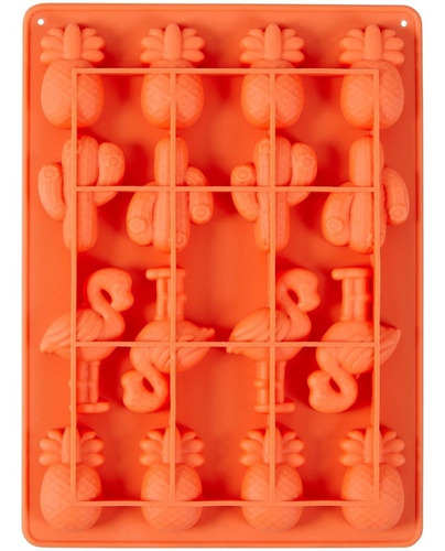 Molde Silicon Diseño Tropical Cactus Flamingo Piña Wilton Color Naranja