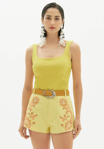 Blusa De Alça Com Franzidos Amarante