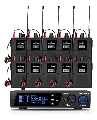 Sistema Monitores Gc Er102 1 Canal  10 Receptores Bluetooth