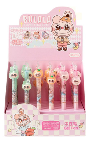 Lapicera Bolígrafo Labubu Friends X3 Unidades Cute Kawaii Surtido Negro