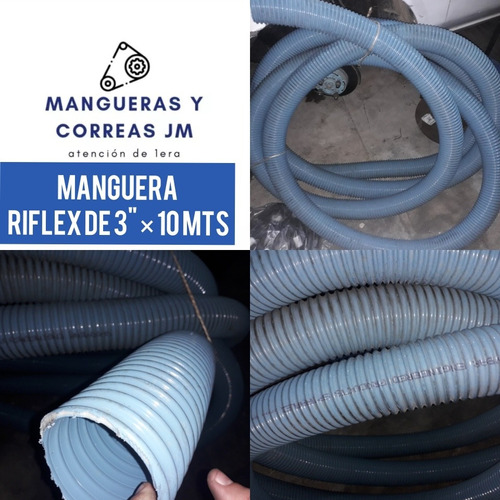 Manguera Riflex De 3 Pulgadas Liviana Descarga De Agua Azul