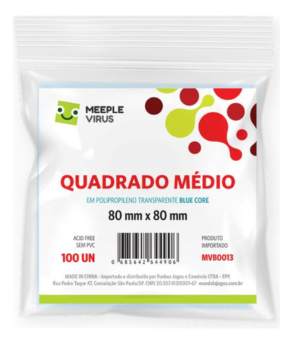 Card Sleeves Quadrado Medio 80 X 80 Mm (bc)100u Meeple Virus