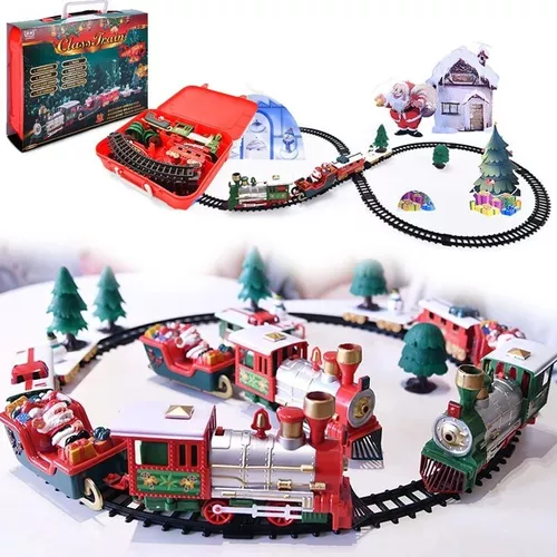 Conjunto de Trem Elétrico para Crianças Conjunto de Brinquedos de Trem  Movido a Bateria Fumaça Luzes E Som Incluem 4 Carros E 18 Faixas Conjunto  de Trem de Brinquedo Clássico