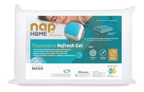 Travesseiro Nap Home Premium Refresh Gel Cor Branco