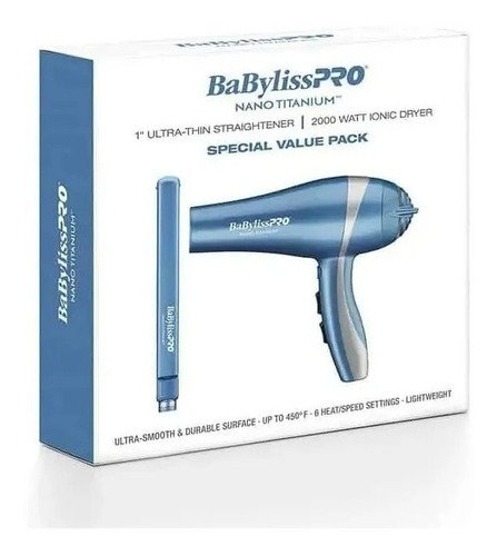 Imagen 2 de 4 de Combo Profesional Babyliss Plancha + Secadora Iónica 2000w