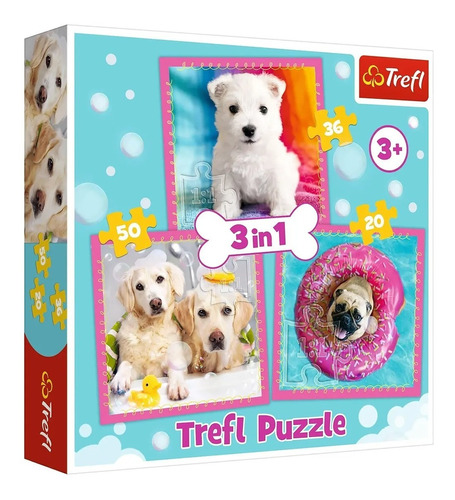 Juego Puzzle Perritos 3 En 1 Trefl 50 Piezas Para Niños Febo