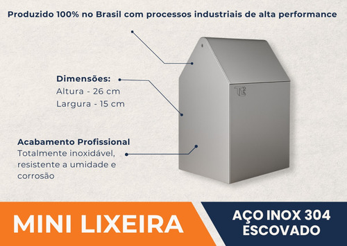 Lixeira Inox Pequena Para Banheiro Elegante E Clean