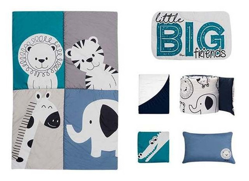 Set De Edredón Cama, Cuna Y Corral, 6 Pzas. Varios Diseños. Safari