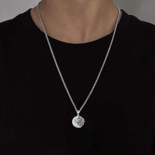 Collar Con Colgante De Luna Lattd De Plata De Ley 925, Joyer