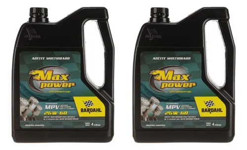 Kit Aceite Max Power Mineral 25w60 Bardahl 4l X 2 Uni