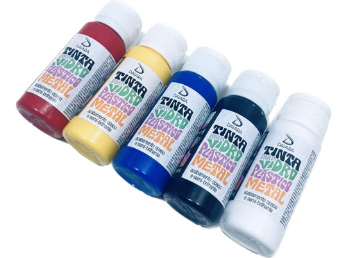 Kit con 5 tintas para colores primarios de vidrio, plástico y metal