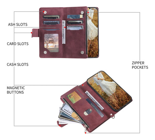 Funda Estilo Libro De Piel Sjk Con Cierre De Cremallera