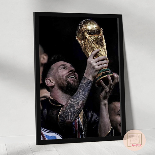 Cuadro Lionel Messi Copa Del Mundo 30x40 Con Vidrio 