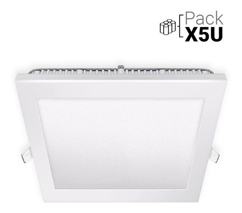 Panel Led Embutir Cuadrado 6w Pack X 5u Color Blanco Color de la luz Fría