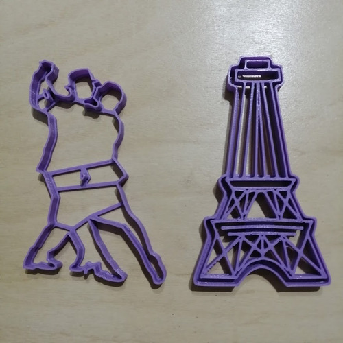 Cortante Galletitas Cookies Pareja De Tango + Torre Eiffel