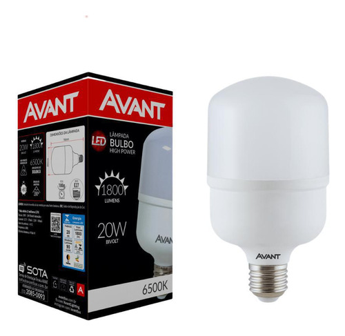 Kit Com 50un Lampada Led 20w Avant 6500k Bivolt