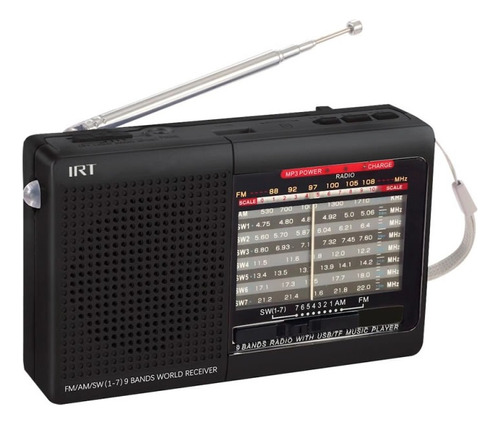 Radio Portatil Irt Recargable Am Fm Sw Usb Msd 9 Bandas