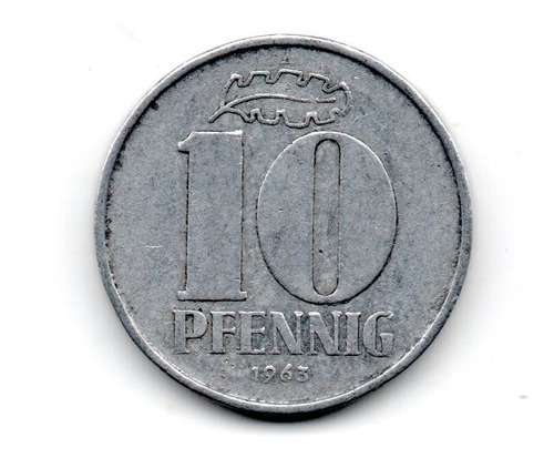 Alemania Republica Democratica Moneda 10 Pfennig 1963 Km#10