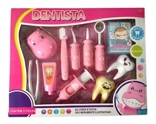 BRINQUEDO KIT DENTISTA GRANDE PARA MENINAS ROSA - FÊNIX