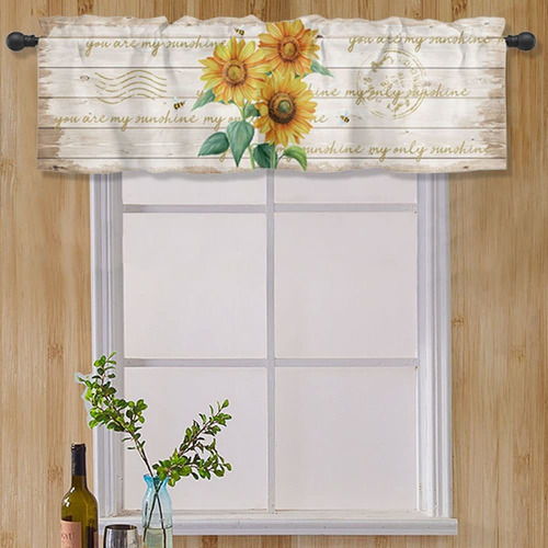 Lelehome Cenefa Cortina Ventana Patron Girasol Flor Lino 18 