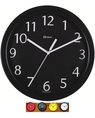 Relógio De Parede Alumínio 25cm Vidro Pint Epóxi Herweg 6718