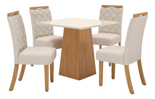 Juego De Comedor Natural/beige Mdf Malaga