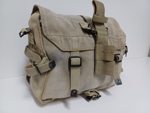 7k Antigua Mochila Morral Militar De Lona Gruesa Vintage