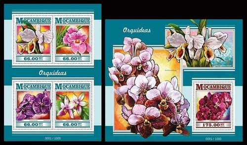 Flora - Orquídeas - Mozambique 2015 - Hojita + Block Mint
